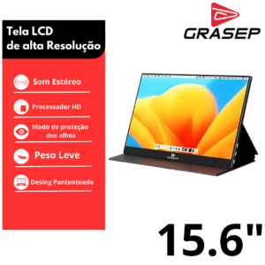Monitor Portátil 15.6" Polegadas 1080p Full HD USB HDMI Som Estéreo